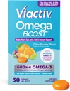 Viactiv Omega 3 Ribje olje Gumies. EPA DHA dodatek za zdravje srca in možganov, 30 Brez sladkorja Gummy vitamini, 1pc Serviranje