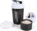 Steklenica za stresanje - Pokal za stresanje beljakovin s predelki za shranjevanje - Tresanje s plastenke z mešalnikom za gladko mešanje-500ML/16oz (WHITE & BLACK)