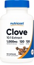 Nutricost Clove 10:1 ekstrakt 1000mg ekvivalent na serviranje, 120 kapsul - Vegan, brez GSO, brez glutena