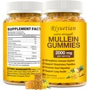 Mullein Gummies, 2000mg Organski Mullein Leaf Extract za čista pljuča, Boost dihal in prebavnih, Imunski poživilo za odrasle in otroke, alergija prijazno, Non-GMO, 60 Gummies