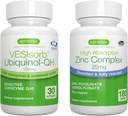 VESIsorb Ubikvinol-QH + Cinkov kompleks paket za plodnost, hitro delovanje napredno CoQ10 100mg + 25mg kelirani cink, Igennus