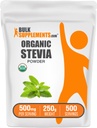 BulkSupplements.com Organic Stevia Powder - Pure sladilo, Izvira iz Stevia Leaves, Zeliščni dodatek - Vegan & Gluten Free, 500mg na Serving, 250g (8.8 oz) (Pack of 1)
