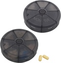 Prenosne tedenske tablete Organizator 7 dan Tablete Kontejner, okrogle tablete Primer Potovanja prijazno, Dnevni teden tablete Primer opomnik, BPA-free Vitamin, Dopolnilo, ribje olje, Medication Planner (črna)