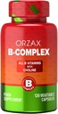ORZAX Vitamin B Kompleksni dodatek za ženske in moške s holinom, Inositol - Uravnotežena energijska presnova - Imunska in živčna zdravje (120 Veg kapsule)