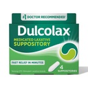 Dulcolax Stimulant Medicative Medicative Suppositorys, Predvidljivo in učinkovito zaprtje Relief, Bisacodil 10 mg, 4 Število