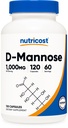 Nutricost D- Mannoza 1000 mg na serviranje, 120 kapsul - 500 mg na kapsulo, Zdravje sečil, ne-GMO in gluten