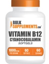 BulkSupplements.com Vitamin B12 Softgels - Vitamin B12 Dodatek, kot Cyanocobalamin - Gluten Free, 1 Softgel na Serving (1000mcg), 60 Število (Pack od 1)