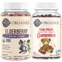 Vrt življenja Organics Kids Immune Bundele – Elderberry Immune Support Gummies (120 Count) + Certified Organic Kids Multivitaminski Gumies, Non-GMO, Gluten Free, Cherry (120 Count)