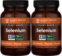 Globalni zdravilni center Selen 200mcg 2-Pack, Pure Selen dodatek z organskimi sestavinami, Antioksidanti za ščitnico in imuno zdravje za moške in ženske - več kot Selen 100 mcg (60 kapsul)