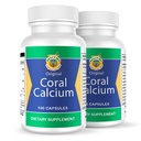 Calcio de Coral Set de 2 frascos con 100 capsulas CADA uno. Reforzado con Vitamina D y Magnesio. Combate: Cansancio, Dolor de huesos, insomnio, Calambres, Artritis. 100% naravno.