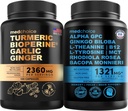 MEDCHOICE Turmeric & Ginger (120ct) in Nootropic Brain (60ct) dodatek Bundele - Wellness Duo za skupno, Digestion, Brain, & Mood Podpora - Vegan, Ne-GMO, Gluten-free