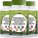 Origano Oil Česen Extract Olive Leaf Black Seed Oil Astragalus - Imunska podpora dodatek za ženske in moške- 180 Count