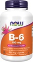 NOW Foods Supplements, Vitamin B-6 (Piridoksin HCl) 100 mg, kardiovaskularno zdravje, 250 Veg kapsule