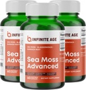 Neskončna starost 3 Pack of 1250mg Sea Moss Advanced Superfood kapsule, 180 Count - High-Potency, Vegan, Made in The ZDA - Irish Seamoss, Bladderwrack, Burdock Root - Splošno zdravje, Podpora imuniteti
