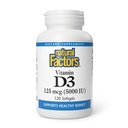 Naravni dejavniki - Vitamin D3 5000 i.e., Podpira zdrave kosti, 120 Soft Gels