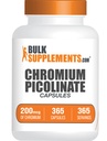 BulkSupplements.com Kromove pikolinatne kapsule - Kromov dodatek, Mineral Supplement - Gluten Free, 1 kapsula na serviranje, 365 število (paket po 1)