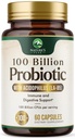 Probiotiki 100 milijard CFU - 16 probiotičnih sevov s prebiotiki - podpira Imunske, Gut Health, PH, Occasional zaprtje, plin in napenjanje - dodatek za ženske in moške, Rokavice Stable - 60 kapsul