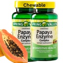 Spring Valley Papaya Enzyme Žvečljiva - 360 Veganske tablete, Bromelain Nova Formula Prebavna pomoč