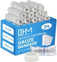 D&H Medical Pack of 24 Gaze Bandage Roll 4 Inches x 4 Yards - Medicinski gaze Ovoj za nego ran - Enostaven za uporabo Cotton Gaze Rolls za ročno zavijanje Oblačenje Angles & kolena
