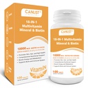 Koža in nohti za lase Multi-vitamin za moške in ženske, 10000mcg Biotin & multimineral, vsebuje B-vitamine, vitamine C, E & D3, trace minerale, cink, Gluten-free, Dairy-free, Soy-free, 100 tablet