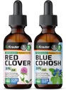 BIO KRAUTER Rdeča Clover Tincture 2 Fl. Oz. & Modra Cohosh Tincture 2 Fl. Oz.