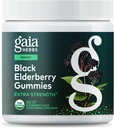 Gaia Herbs Black Elderberry (Sambucus nigra) Extra Strength Gummies - Delicious Immune Support Supplement* - Izdelano s certificiranimi organskimi jagodami za podporo imunskega sistema* - 120 Gummies