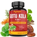 Organski Gotu Kola Extract kapsule z Reishi, Cordyceps, Rosemary, Gingko Biloba & Valerian Root - 90 Štetje za 3 mesece - Podpira možgane, imuniteto, zdravje kože in srca