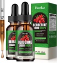 (2 pakiranji) Tekoče kapljice Berberine HCL - 1500 mg Berberine dodatek s cejlon cimetom, kromom, kurkuma, niacinamid - podpira presnovo in imunski sistem, Gut Health Vegan