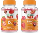 Življenjski cink 25mg Otroci + Vitamin D Otroci, Gummies Bundle - odličen okus, Vitamin dopolnilo, Gluten brezplačno, GSO brezplačno, Žvečljivi gumi