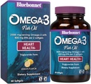 Bluebonnet Nutrition Omega-3 Heart Formula Natural Wild Caught Triglicerid Form DHA 600 mg EPA 800 mg - Visoko koncentrirana podpora za zdravje srca - Gluten-free - 60 Softgel