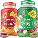 Superhrano sadje in vegetarijanski dodatek - 360 Celotno Super sadje in zelenjava dopolnila & vitamin z beta karoten, Soy Free- 180 Število (Pack od 2)