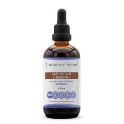 Skrivnosti Tribe American Ginseng Tincture Alkohol-free Extract, Farm Grown American ginseng (Panax Quinquefolius) Suhi koren Tinkture dodatek (4 FL OZ)