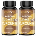Liposomski kurkumin 2200 mg s črnim poprom za večjo absorpcijo in skupno podporo, 60 kapsul (2 steklenici)