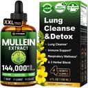 Mulleinove kapljice za pljuča z lubrikantom in astragalusom, dihalno in imunosupresivno podporo, Lung detox za kadilce Tinktura, Mullein Leaf Extract za čiščenje pljuč, sladkor in alkohol brez, 4 fl