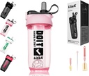 Litex Shaker steklenice za stresanje beljakovin, 26oz Blender Shaker steklenica za predworkout,Shaker pokali s slamo, BPA brez tritan mešalne steklenice za Beljakovinski prašek, s krtačo in navodila (Pink)