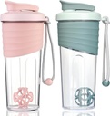 Shaker Steklenica za mešanice beljakovin,24 oz (2 paket),Protein Shaker steklenice z kroglico whisk, mešalnik steklenica, Protein Steklenica, Prenosni Pre Workout Whey Protein Drink Shaker Cup,Pink, Teal