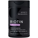 Športne raziskave® Biotin 5000mcg z organskim kokosovim oljem - Biotin (vitamin B7) za zdravo podporo koži in lase* - za ženske in moške - Vegan, Non-GMO, Gluten & Soy-free - 120 Veggie Softgels