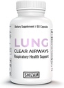 SHIZAM Lung Cleanse Detox podpora dodatek za zdravje dihal in kadilcev. Kapsule z Butterbur Sting Nettle Root Bromelain Quercetin Cordyceps Feverfew Pine Bark Extract tablete