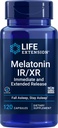 Life Extension Melatonin IR/XR 120 Kapsule - takojšnja in 7-urna podaljšana sprostitev - Dodatek za nočni čas - Podpira bivanje v spanju - Ne-GMO, Gluten-free