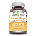 Osupljive formule Kurkumin & Ginger z BioPerin 2250 mg na serviranje Veggie kapsule 