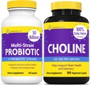 InnovixLabs Choline & Multi probiotic Bundle Choline Bitartrate 550 mg (100 kapsul) Multi sevi probiotiki (60 kapsul). Podpira spomin, razpoloženje, zdravje možganov in krepitev kognitivne.*