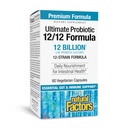 Naravni dejavniki Ultimate Probiotic 12/12 Formula - Prebavna zdravstvena podpora dodatek s probiotiki - Imuniteta & Gut Health Support Supplement - 60 Vegetarian kapsule (60 Serving)
