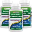Najboljši naravni, glukozamin Chondroitin in MSM skupnih dodatkov, 2600 mg na postrežbo, (180 Število (Pack 3))