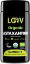 LOOV Natural Organic Astaksantin 12mg – 60-dnevna dobava – Max Jakost Antioksidant – Oči, Skupni, Koža, Imuniteta – iz Microalgae – Non-GMO, Vegan, Trajnostno