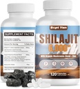 Shilajit Himalajski kapsule - Pure Himalajski organski dodatek z gobami Mešanica, cink - 2 meseca zaloge za moč, Stamina, Brain & Immune Health - Shilajit za ženske & moške 120 grof Vegan