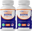 Vitamatska visoka jakost Biotin 20000 mcg (20 mg) s keratin 100mg - 120 vegetarijanske tablete - Biotin dopolnila za zdrave lase kože in nohte za odrasle (120 število (Pack po 2))