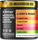 Kava Kava Root Cordyceps Lions Mane Reishi Goba dopolnilo, Nootropne gobe Kapsule Kava Kava ekstrakt, gobe Vitamini za ženske, Ashwagandha, Magnezij - 60 Caps (1 pakiranje)