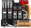 Beard komplet za moške Grooming & Care: z 2 Pack Brada olja in Balzam - Pranje in balzam za po britju losjoni sandalwood, Brush in Comb kompleti z škarje, Valentine očetje darila za očeta/moža/njega
