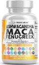 Čisti Nutraceuticals Ashwagandha Maca Root Fenugreek dodatek s Tongkat Ali Ginseng - Pomoč s stresom, Mood & ščitnica - Ashwagandha kapsule Fenugreek Caps - 1 pakiranje