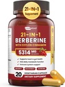 21-v-1 Berberin dodatek s Ceylon Cinamon - 1500mg Organski Berberin HCL Fitosome, 5X večja absorpcija za presnovo Podpora 20 kapsul